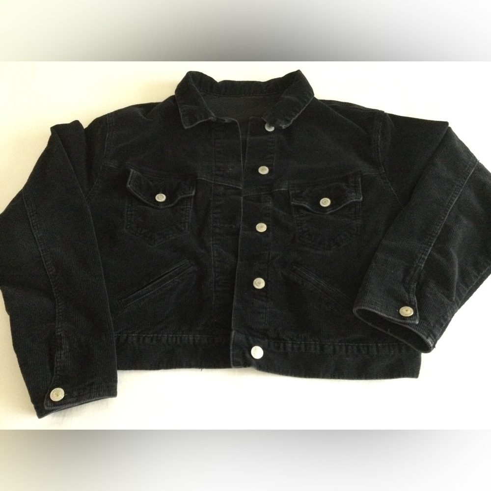 Vintage John Galt California Black Corduroy Cropped Jacket.